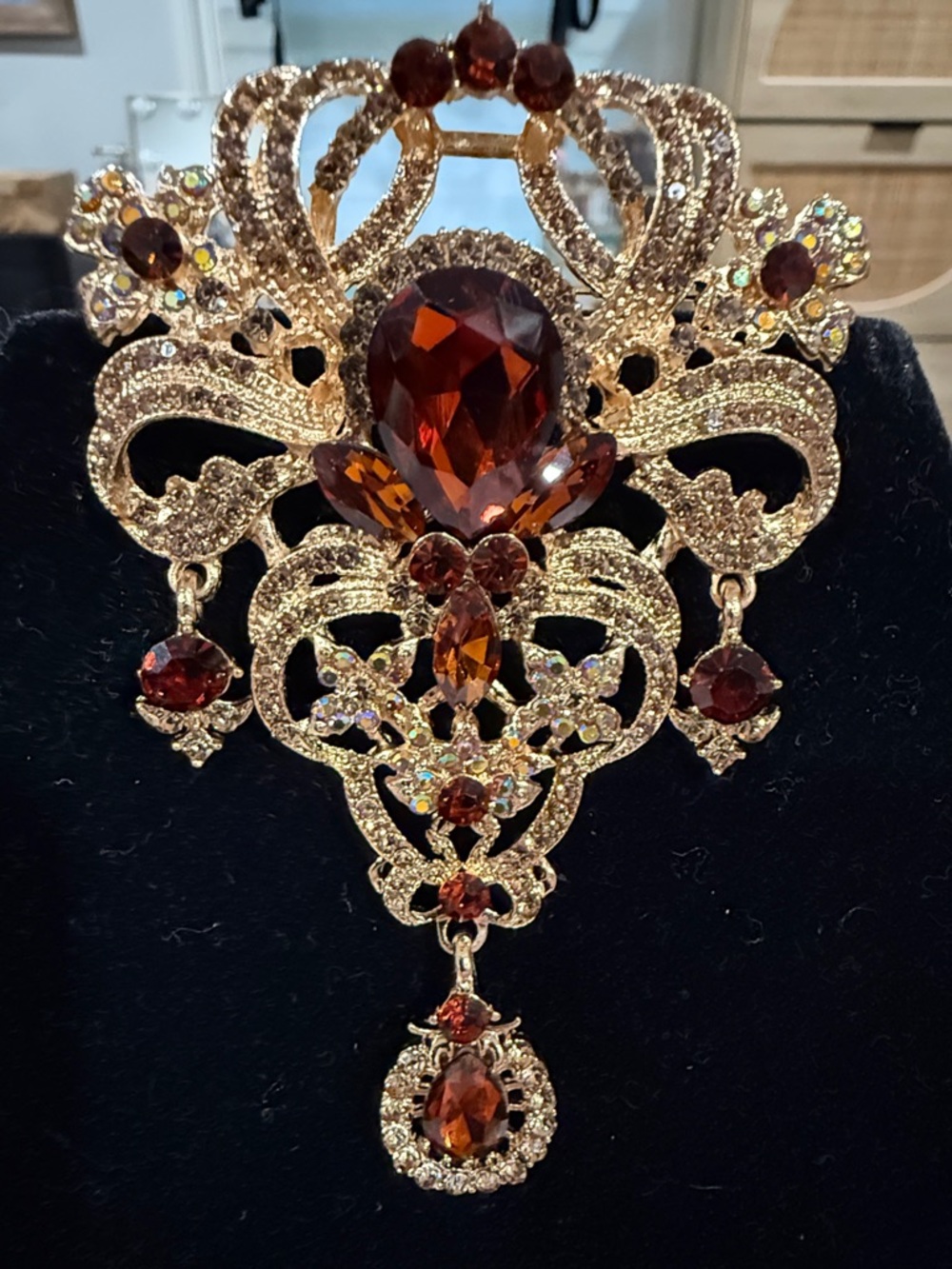 ARATTA Gold-Tone Red Crystal Statement Brooch - Women Jewelry